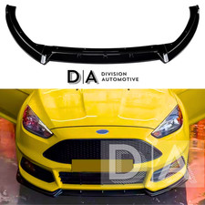 GLOSS BLACK FRONT LIP SPLITTER SPOILER FOR FORD FOCUS ST MK3.5 FACELIFT 2015-18