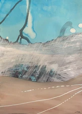 Abstract Mixed Media Painting on 11 X 15” Paper Contemporary Landscape