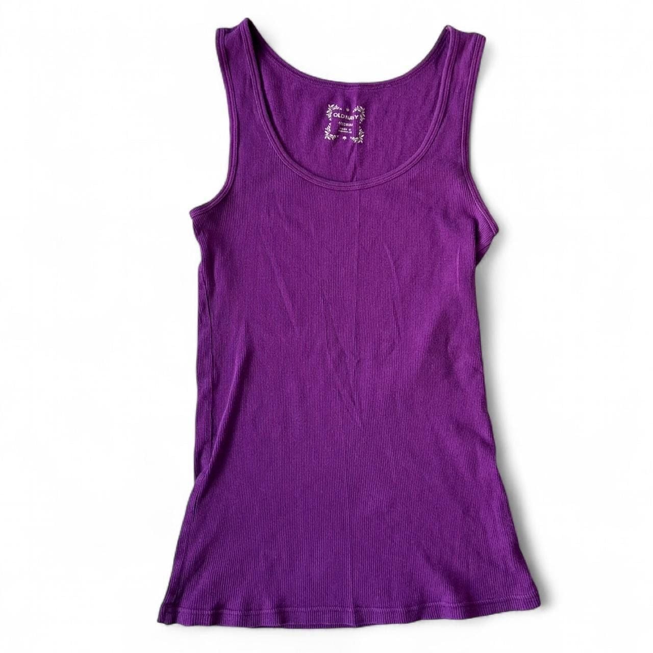Y2K Old Navy Purple Ribbed Scoop Neck Fitted Tank Top Size M