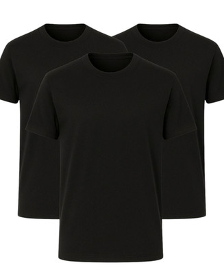 3er Pack  T-Shirt Herren Basic Schwarz Unterziehshirt aus 100 % Baumwolle