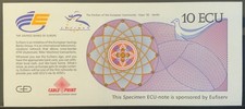 1992 EUROPEAN UNION PAPER MONEY- 10 ECU SPECIMEN BANKNOTE!