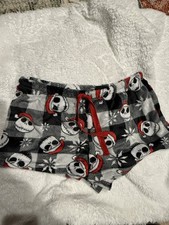 Disney Jack Skellington Fleece Pajama Shorts Drawstring Plaid L/G