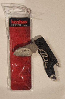 Kershaw Black Cinder Keychain Bottle Opener Everyday Carry Folding Pocket Knife