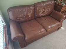 2 Seater Brown Leather Sofa. Excellent Condition. Used