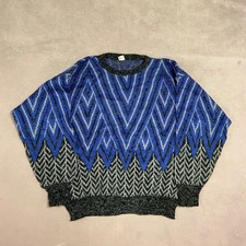 Vintage Knitted Jumper Abstract Patterned Grandad Knit Sweater Men's Xl