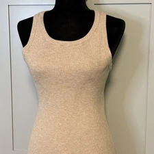 Rachel Zoe Dress Ribbed Knit Bodycon Sheath Knee Tank L Large Stretch Sleeveless