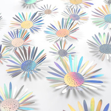 Iridescent Wall Decals Peel and Stick Floral Wall Decor Stickers 3D Flower Wall