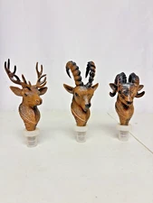 Vintage Big Game Bottle Stoppers, Hard Plastic, Stag,Ram,Ibex, Hunting
