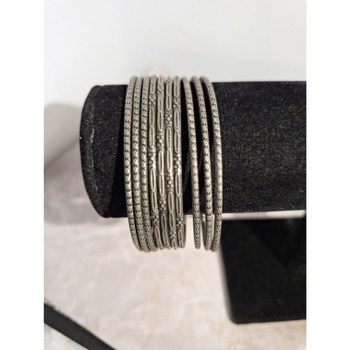 A Bohemian Silver Tone Layered Cuff Bracelet Textured Scandinavian Viking