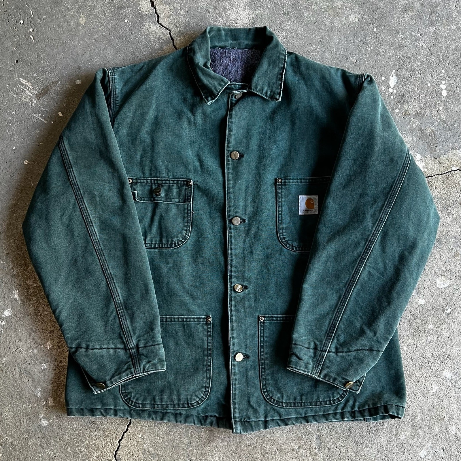 Carhartt green chore work wear jacket Large