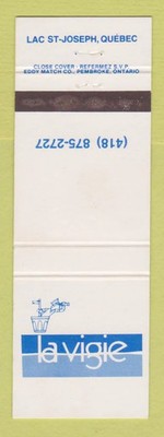 Matchbook Cover - La Vigie Lac St Joseph QC