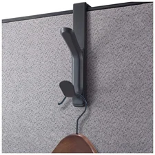 Double Coat Hooks for Cubicle Panels, Adjustable 1.25-3.5 Inch, Charcoal (22005)