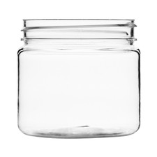 2 oz Clear Plastic Jar Black Ribbed Cap Cosmetic Refillable Jars Caps BPA Free