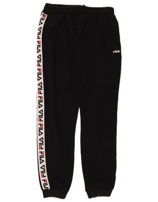 Fila Mens Graphic Tracksuit Trousers Joggers Large Black Colourblock Cotton BO16