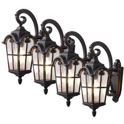 4 Pack Dusk to Dawn Outdoor Wall Light, Waterproof Exterior Light Fixture