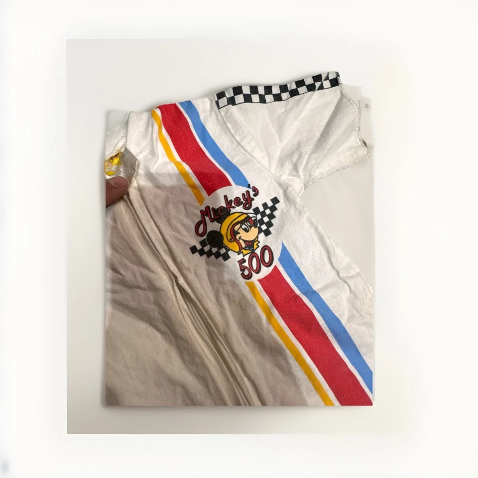 Vintage 70s/80s Disney Mickey’s 500 Racing Jumpsuit Kids Romper Speedway Newborn - Image 2 of 4