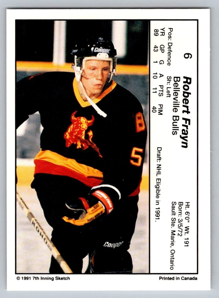 1990-91 7th Inning Sketch OHL - Robert Frayn #6 (RC) - Image 2 of 2