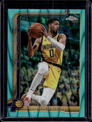 Tyrese Haliburton 2025-26 Topps Chrome Update Aqua RayWave /199 #18