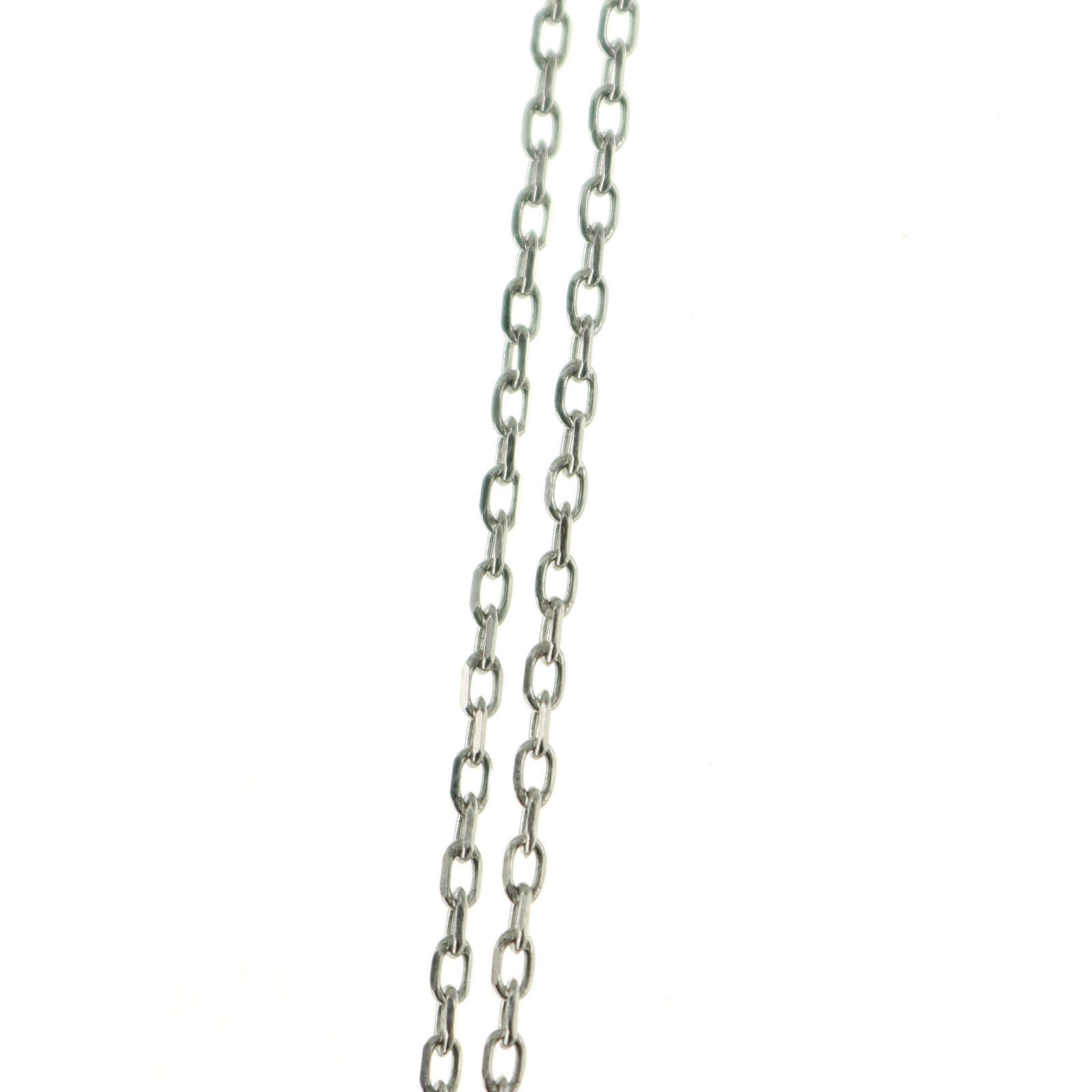 Chaîne argent rhodié type forçat 50 cm maille fine collier pendentif