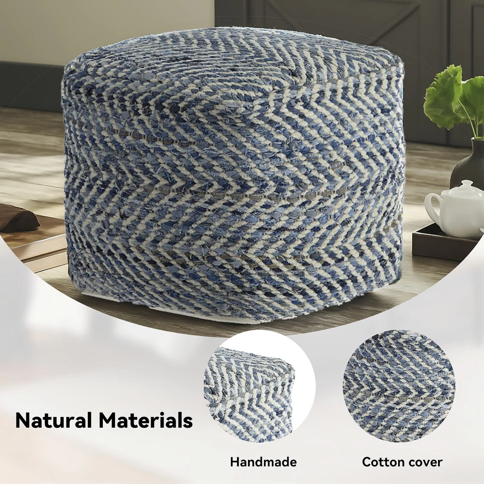 Ashley Traditional Chevron Pouf Blue 签名设计 — 第 2/4 张图片