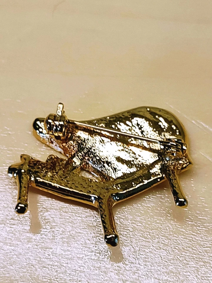 ВИНТАЖНЫЙ ЗОЛОТОЙ ТОН И КРИСТАЛЛ КАМНЯ ФОРТЕПИАНО БРОШЬ ЗАКОЛКА - Изображение 2 из 4