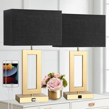 Gernehop Black Table Lamps Set Of 2 Dual Usb Ports3-Way Dimmable Touch Control