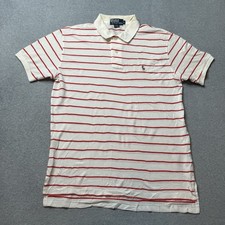 Polo Ralph Lauren Polo Shirt Mens Medium White Cotton Preppy Pony Stretch Adult
