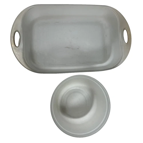 Anchor Hocking Frosted Glass Rectangular Baking Dish & Round Mixing Bowl Set VTG