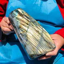 6.05LB Natural Labrador Moonstone Quartz Crystal Free Form Mineral Specimen