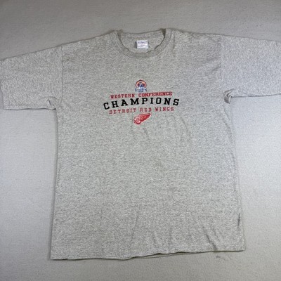 Detroit Red Wings NHL T-Shirt Men's L Grey Vintage 2002 Stanley Cup