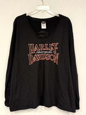 2018 Harley-Davidson Women's Daytona Beach Shirt Plus Size 3X Black V-Neck Tee
