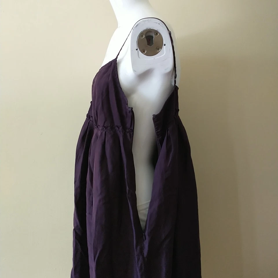 Vestido sin Mangas GAP 14/M/S*Babydoll de Seda Púrpura Correas Ajustables Botones Cachicho Foto 4 de 4