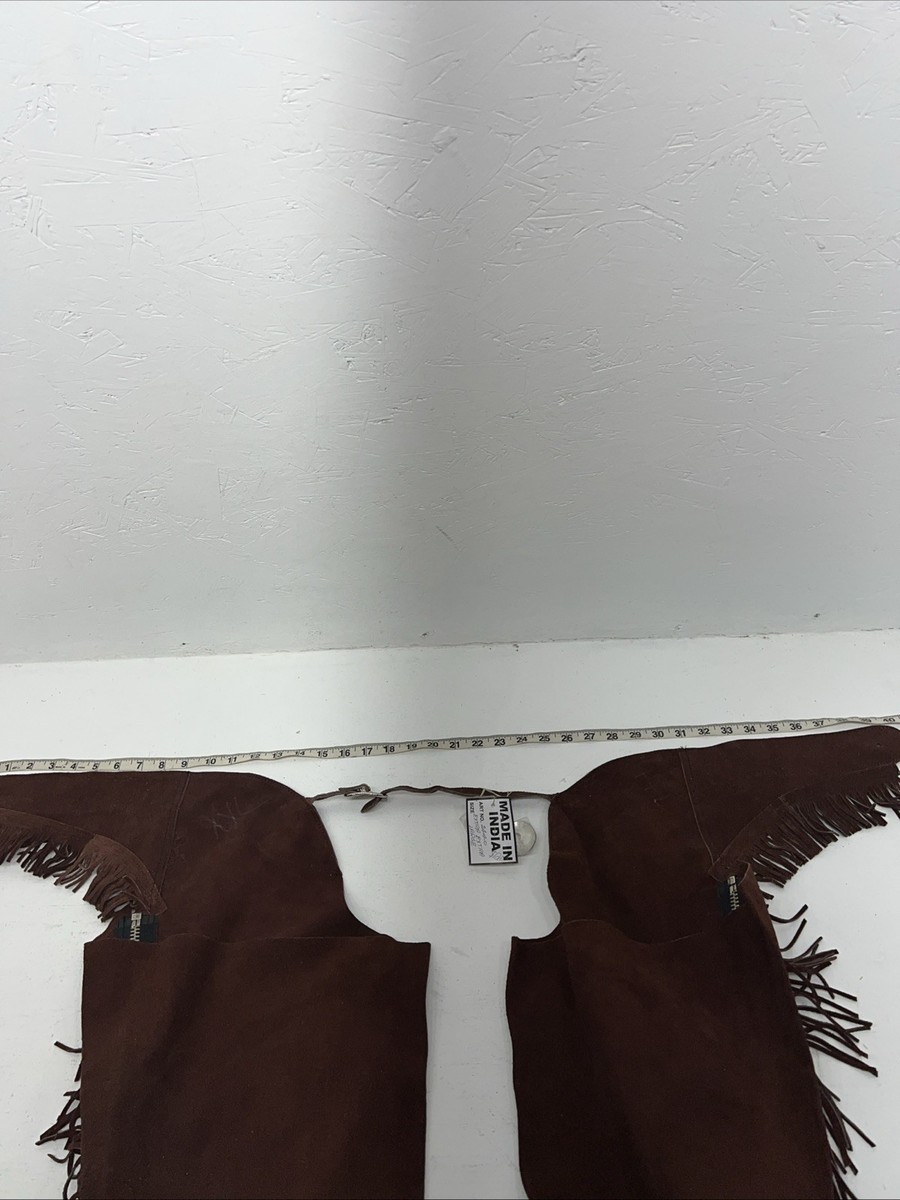 Chaps De Spectacle En Cuir Marron Avec Franges – Taille Réglable (40 L à 44)
