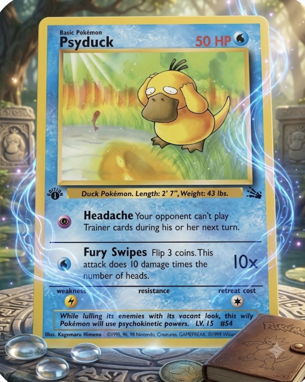 Pokémon TCG Pokémon Psyduck Common Regular 1st edition Fossil 53/62 NM WoTC