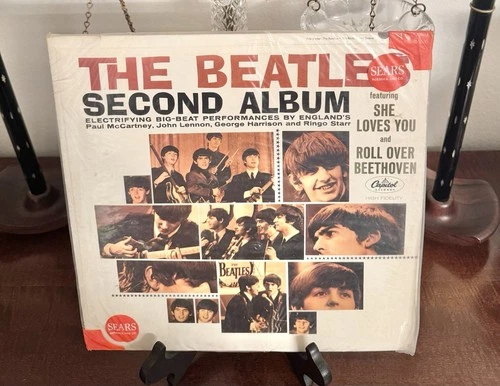 Vintage Vinyl The Beatles Second Album T 2080 Hi-Fi LP + Sears Poly Bag Sleeve