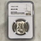 1954-D Franklin Half Dollar 50C Denver Business Strike 90% Silver NGC MS65 FBL