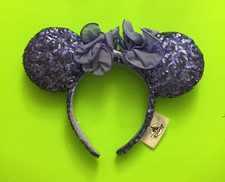 Disney Headband Purple Sequin Flower Mickey Minnie Ears EUC