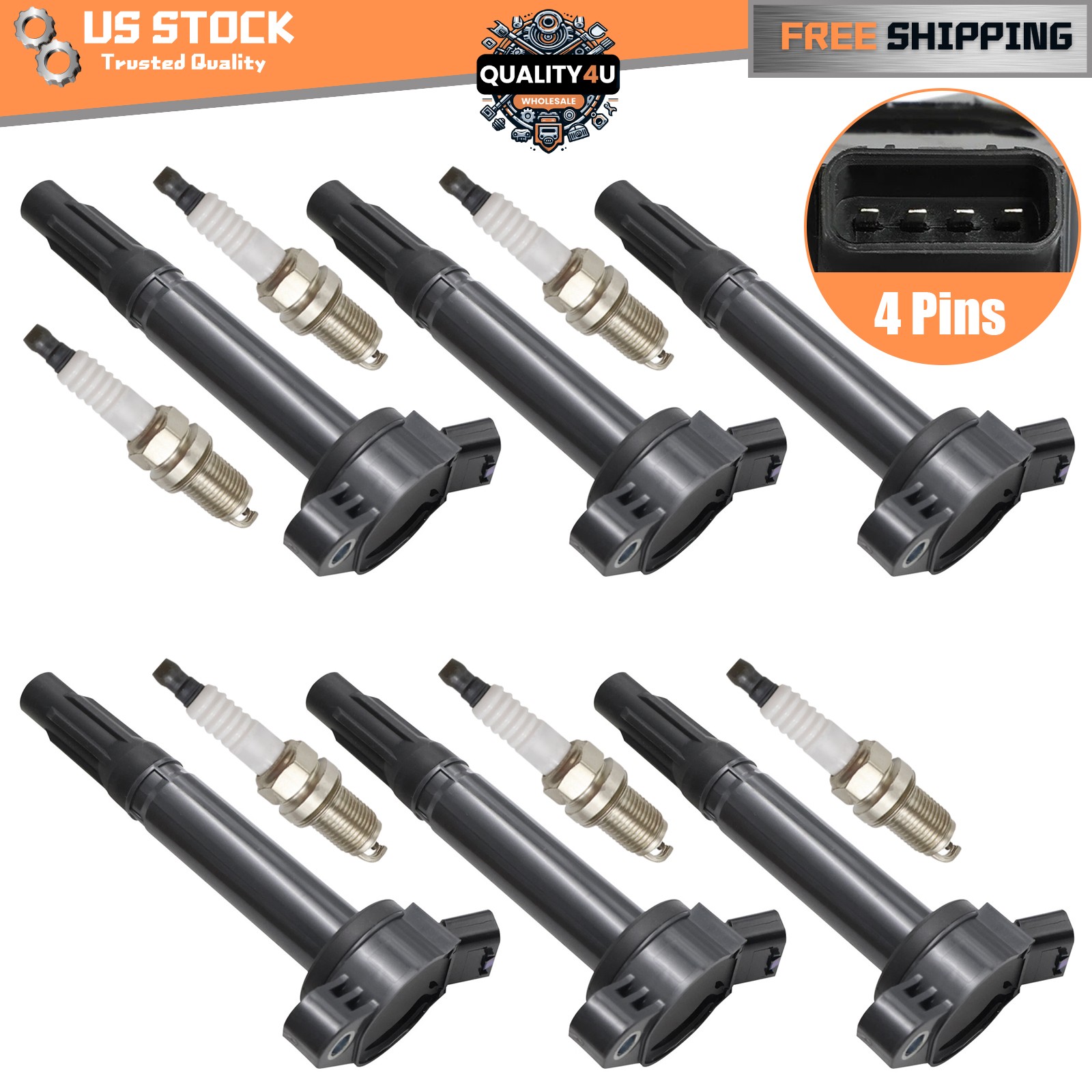 For Lexus ES350 RX350 RX450h 3.5L 6 x Ignition Coils 6 x Spark Plugs 90919A2002
