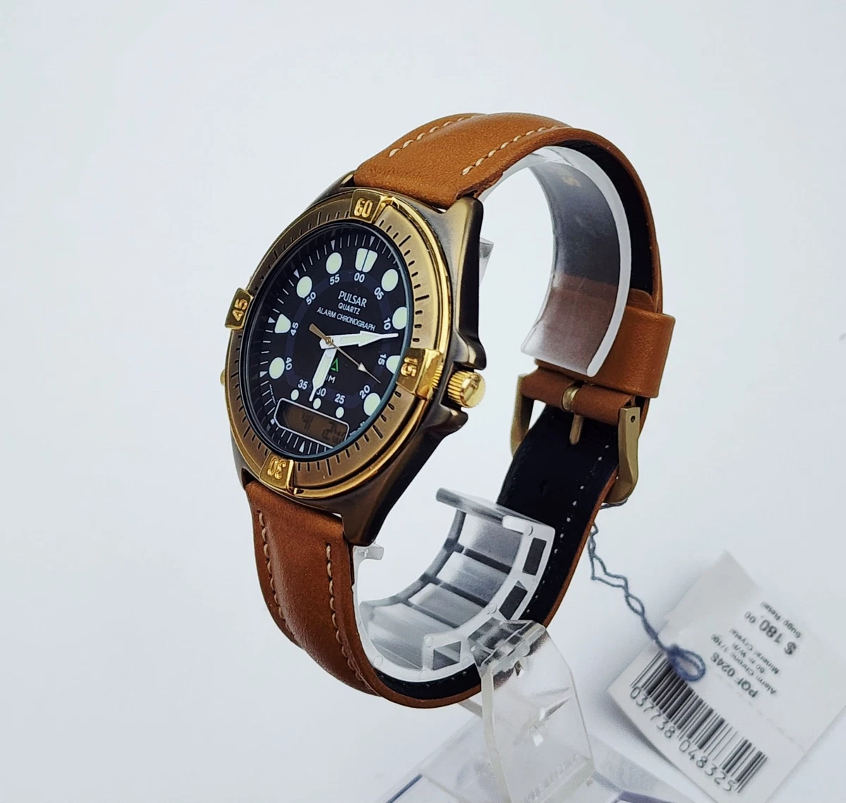 Pulsar W800-6020 Mens Watch 42mm Black Dial Brown Leather Pilot New Battery Pulsar Men Analog & Digital Wristwatches for sale | eBay main image 4