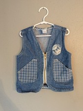 Oshkosh Bgosh Vintage Jean Vest With Plaid Pockets 4t Sport Energy