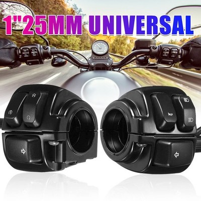 2Pcs 1''25mm Black Motorcycle Handlebar Control Switch + Wiring Harness Universal