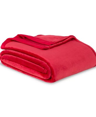 BERKSHIRE Classic Velvety Plush Deep Redwood, FULL/QUEEN Blanket Satin Binding