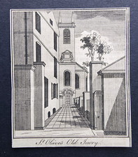 Antique 1770 print - St Olave's Church - Old Jewry - London