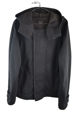 ZARA MAN graue Jacke Gr. L Herren Full Zip Kapuze Freizeit Outdoor Oberbekleidung