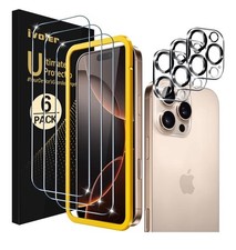 3 Pack Glass Screen  Camera Protector for iPhone 16 Pro 6.3 inch Lens Clear