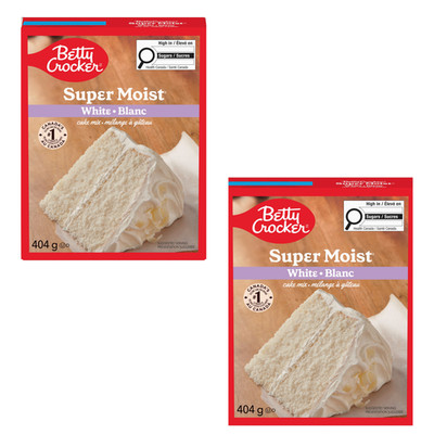 Betty Crocker Super Moist White Cake Mix 404g Dessert Baking Mixes Box (2 Packs)