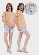Damen-Baumwollpyjama, Kurzarm, kurze Hose, bequem, Gr&ouml;&szlig;e 2XL, Vienetta