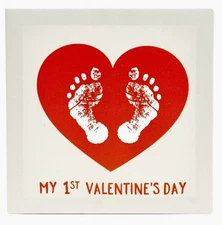 Pearhead Baby’s Footprint Handprint First Valentines Day 1st Baby Canvas Frame