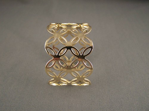 glänzend goldfarben Kinder Mädchen Ausschnitt Muster Metall Armreif Manschette 1 1/8" breit Armband - Bild 5 von 6