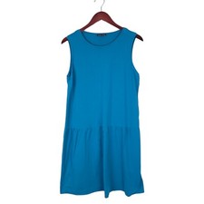 Eileen Fisher Blue Tencel Jersey Drop-Waist Dress M